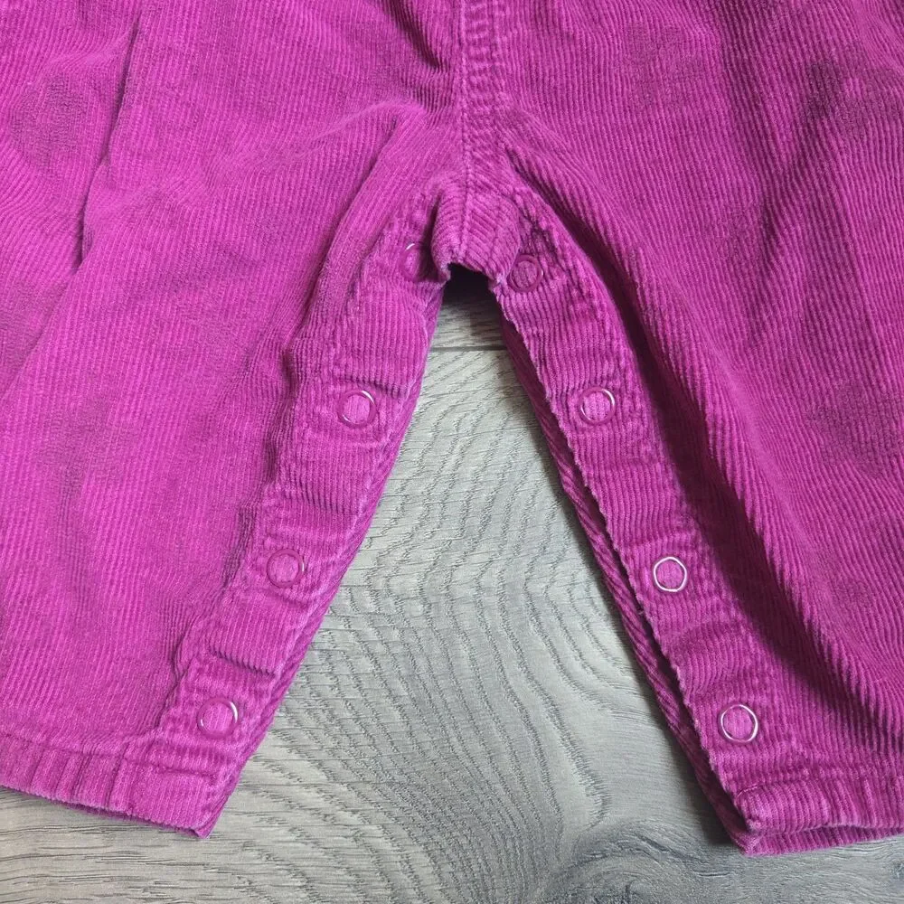 Vintage Carter's 9-12M Muted Magenta Corduroy Overalls Daisy Flower Embossed Y2K